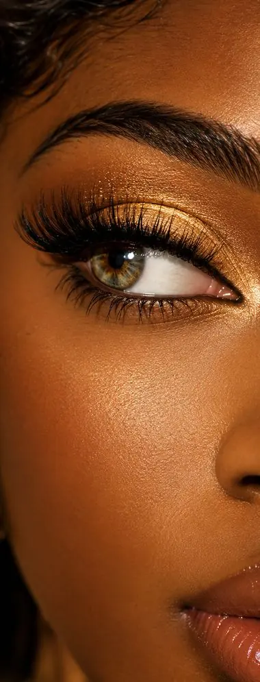 Gold glam eye with full lashes