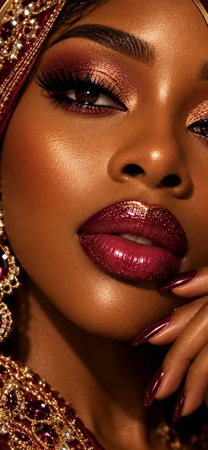 Bridal lip and glam finish