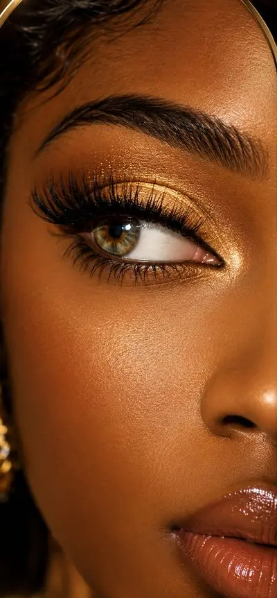 Gold glam eye with full lash set